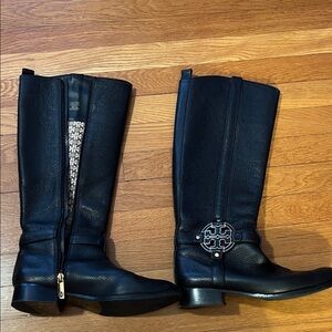Tory Burch Black Leather Riding Boots